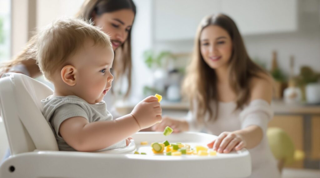bebe jette nourriture par terre