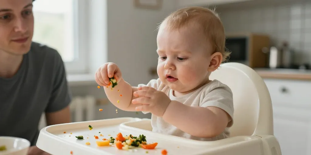 bebe jette nourriture par terre